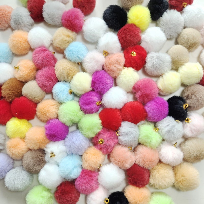 Soft Faux Rabbit Fur Pom Pom Beads 20mm for DIY Jewelry Phone Chain Accessories - Image 1
