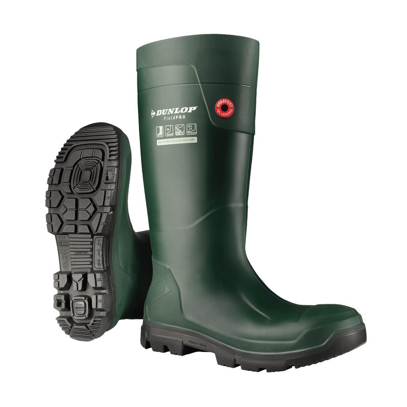 DUNLOP Purofort FieldPRO - Work boots for Men & Women - Waterproof Safety boots with Soft Toe - Chemical and Slip Resistant - Green/Black - Size 3-14 - Image 1