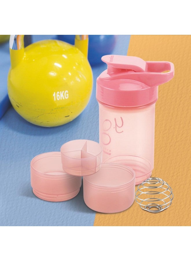 NAYASA Nayasa Cross Fit Gym Shaker Bottle | 630ml | BPA-Free Shaker with 2 Storage Compartments | Leakproof Gym Bottle for Protein Shakes | Sports & Fitness Shaker for Men & Women | Pink  - Image 2