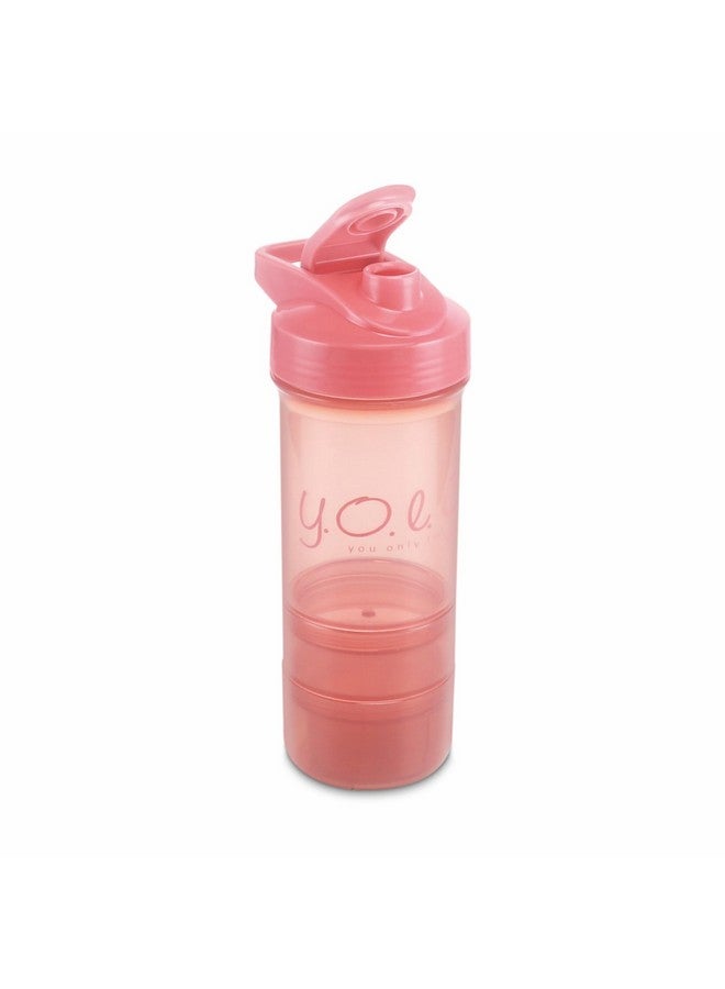 NAYASA Nayasa Cross Fit Gym Shaker Bottle | 630ml | BPA-Free Shaker with 2 Storage Compartments | Leakproof Gym Bottle for Protein Shakes | Sports & Fitness Shaker for Men & Women | Pink  - Image 1