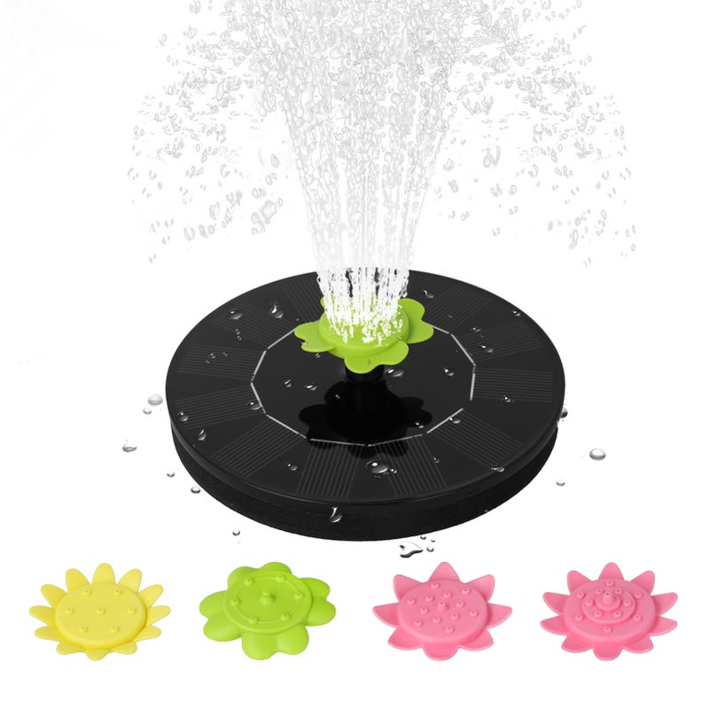6V 1W Solar Fountain with 5 Flower Type Nozzles Solar Powered Bird Bath Floating Fountains Standing Outdoor Fountain Brushless Water Pump for Pool Pond Garden Patio - Image 2