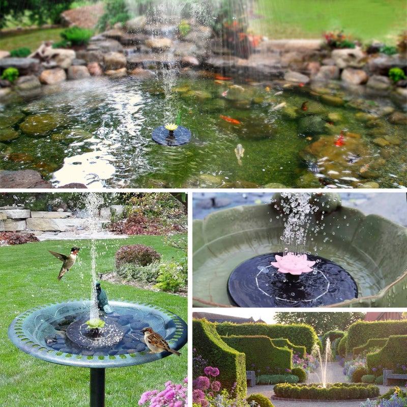 6V 1W Solar Fountain with 5 Flower Type Nozzles Solar Powered Bird Bath Floating Fountains Standing Outdoor Fountain Brushless Water Pump for Pool Pond Garden Patio - Image 4