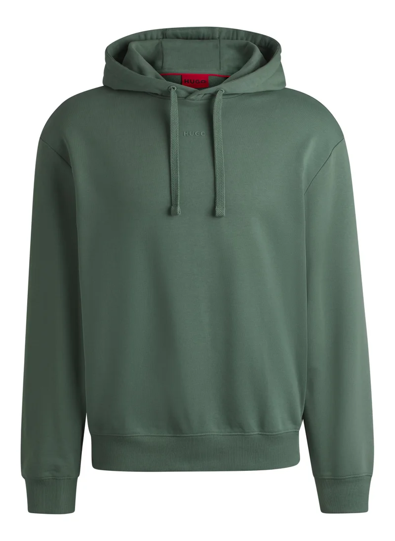 HUGO Cotton-terry relaxed-fit hoodie with logo print