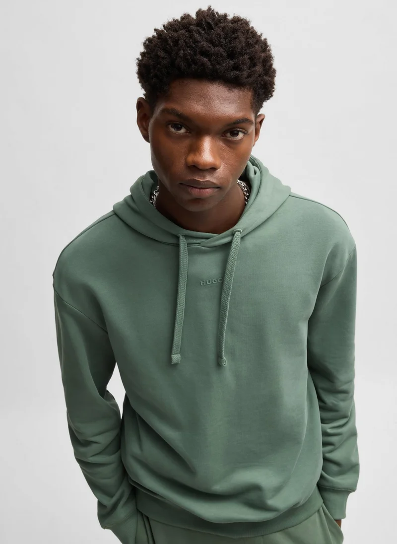 HUGO Cotton-terry relaxed-fit hoodie with logo print