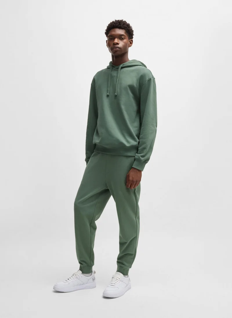 HUGO Cotton-terry relaxed-fit hoodie with logo print
