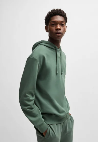 HUGO Cotton-terry hoodie with logo print