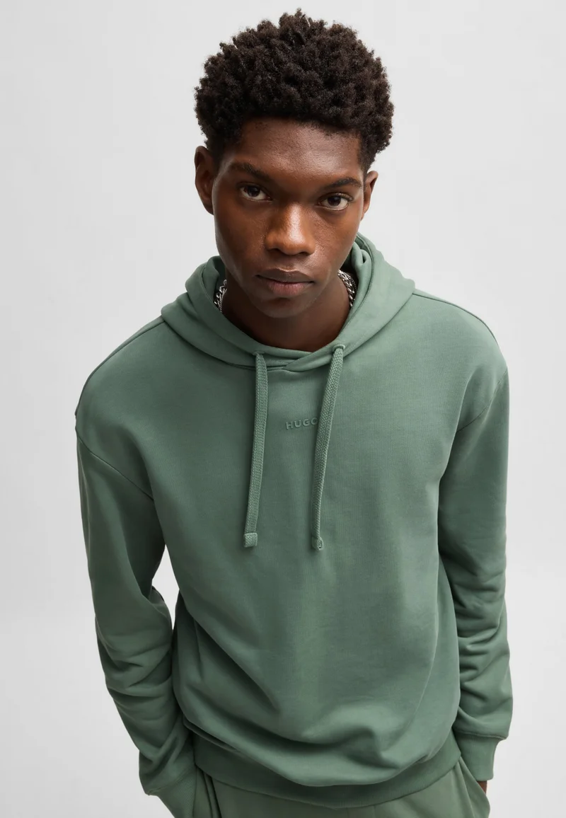 HUGO Cotton-terry hoodie with logo print