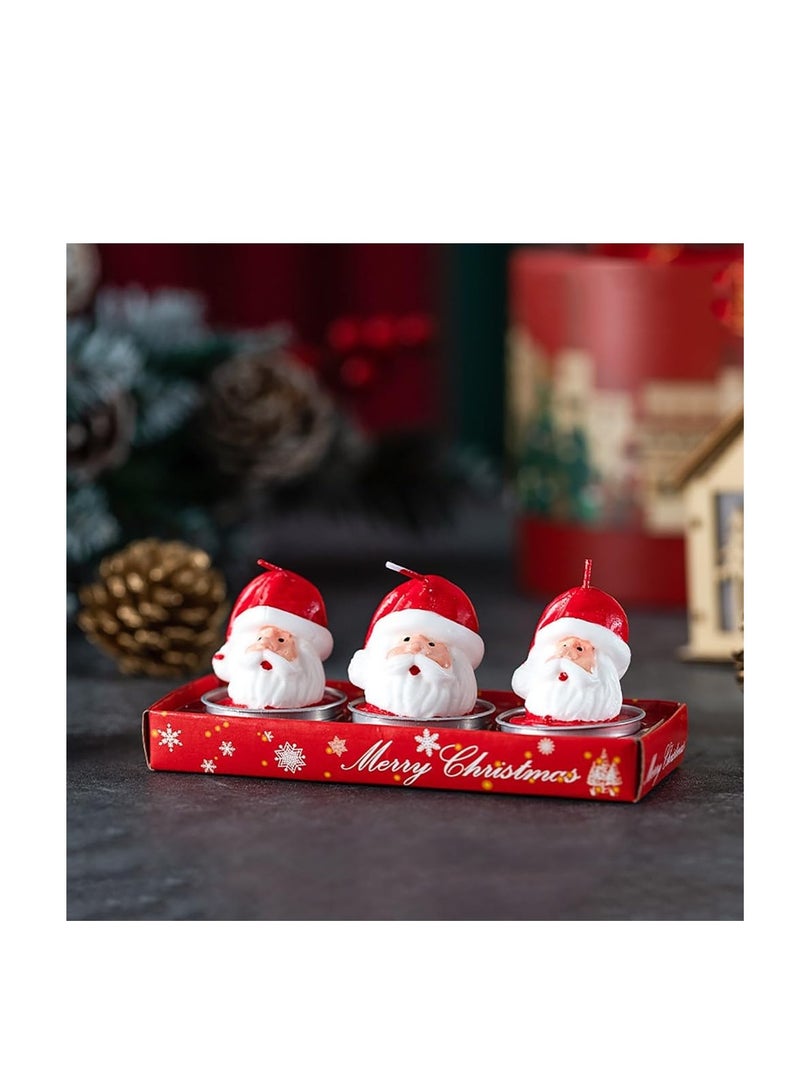 Christmas Candles Smokeless Christmas Tea Lights Christmas Decoration Tealights Including Xmas Tree, Santa Claus, Snowman, House and Pinecones Shaped Candles (Santa Claus) - Image 1