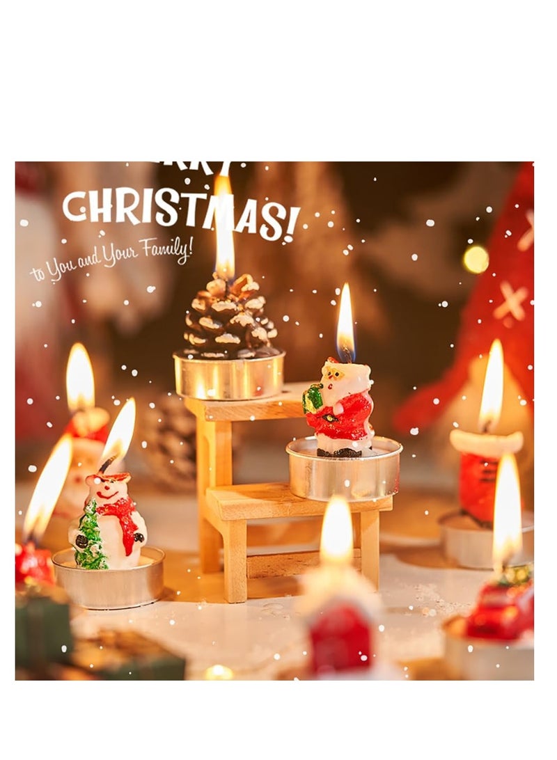 Christmas Candles Smokeless Christmas Tea Lights Christmas Decoration Tealights Including Xmas Tree, Santa Claus, Snowman, House and Pinecones Shaped Candles (Santa Claus) - Image 3