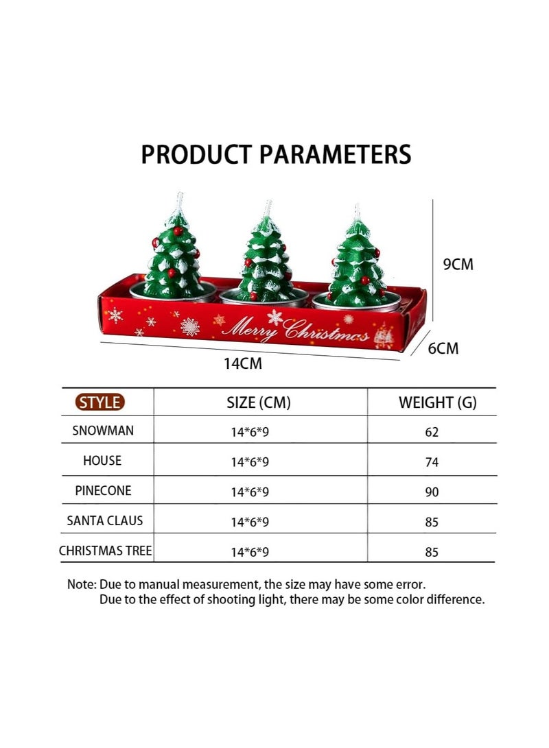 Christmas Candles Smokeless Christmas Tea Lights Christmas Decoration Tealights Including Xmas Tree, Santa Claus, Snowman, House and Pinecones Shaped Candles (Santa Claus) - Image 2
