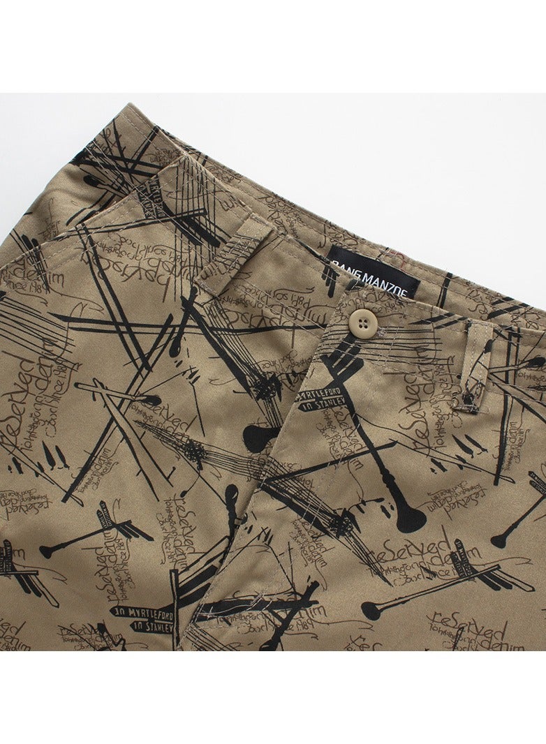Men's Loose Fitting Workwear Pants Casual Pants Capris Khaki - Image 3