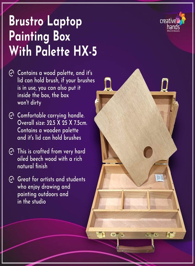Brustro Artists Empty Wooden Painting Box with a Palette - Image 3