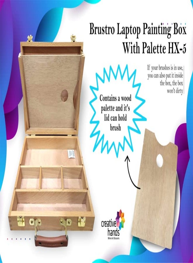 Brustro Artists Empty Wooden Painting Box with a Palette - Image 4