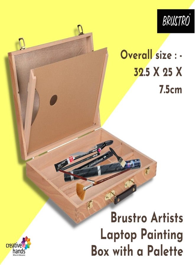 Brustro Artists Empty Wooden Painting Box with a Palette - Image 2