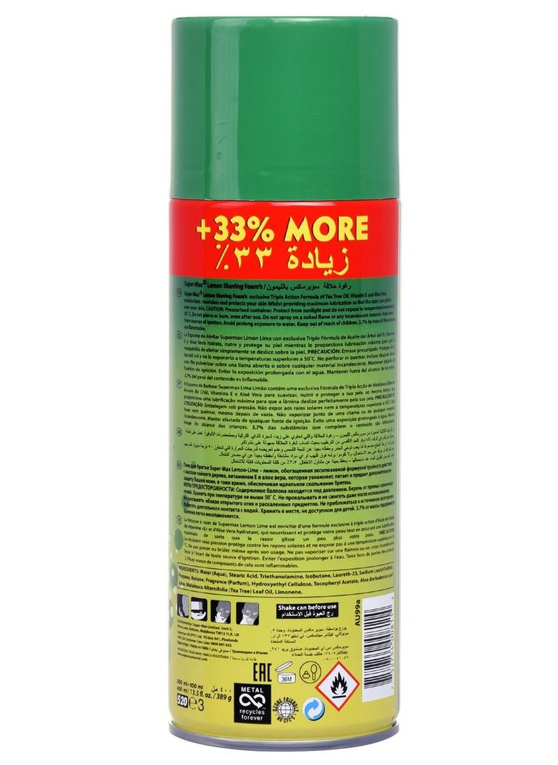 Super-Max - Lemon Lime Shaving Foam 400ml - Image 1