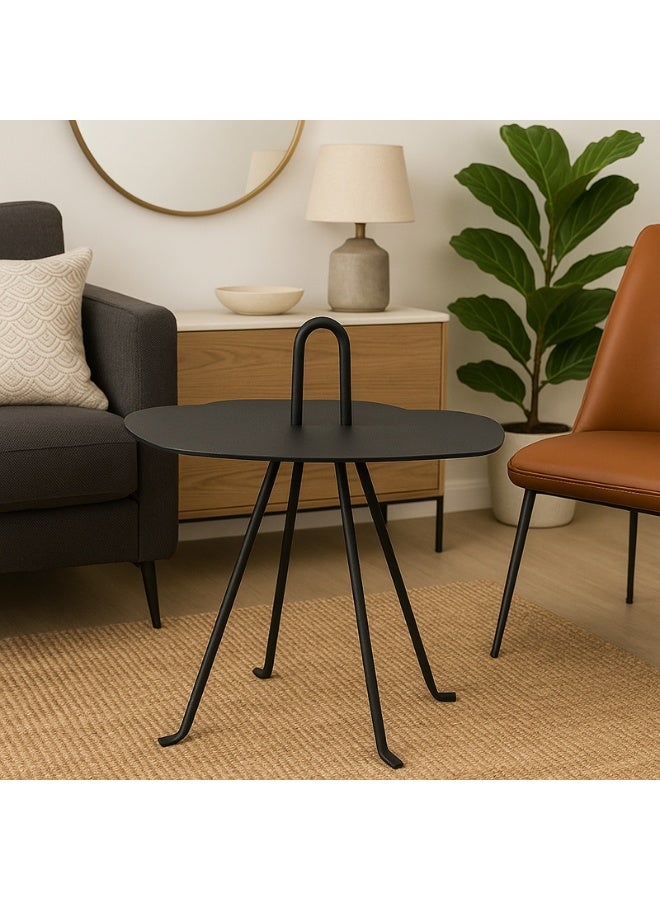 YI ONE Corner Table – Black Metal Modern Side Table for Sofa, Bed, Office & Home Use - Image 1