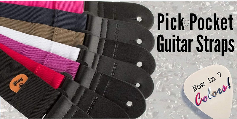 Protec POLYST Black Nylon Guitar Strap with Leather Ends and Pick Pocket - Image 5
