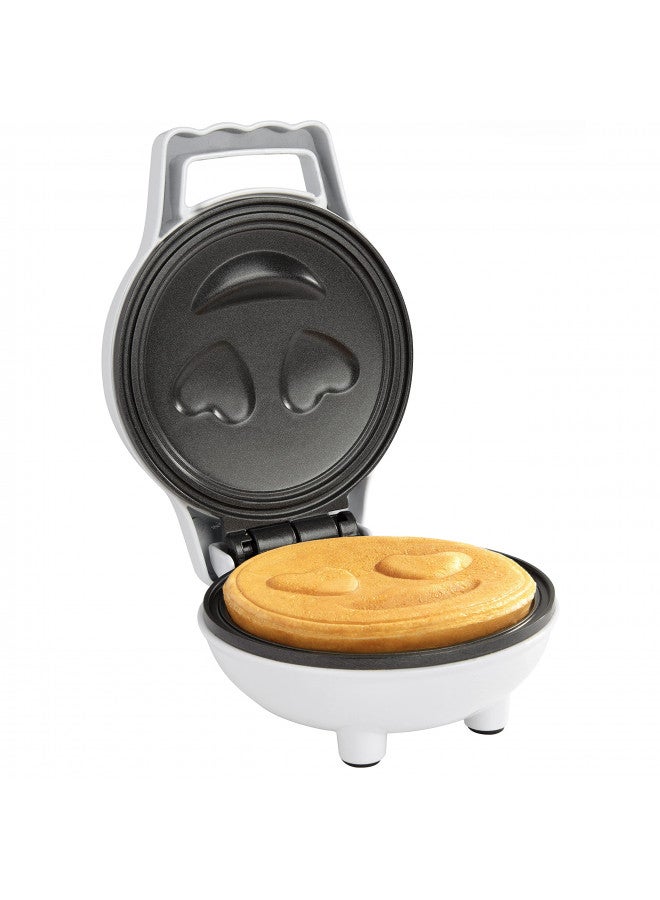 CucinaPro Heart Eyes Emoji Mini Waffle Maker- Make Breakfast Special w Cute Personal-Sized 4" Smiley Face Pancakes- Electric NonStick Baker Iron, Loving Treat for Her or Kids- Christmas Gift Stocking Stuffer  - Image 1