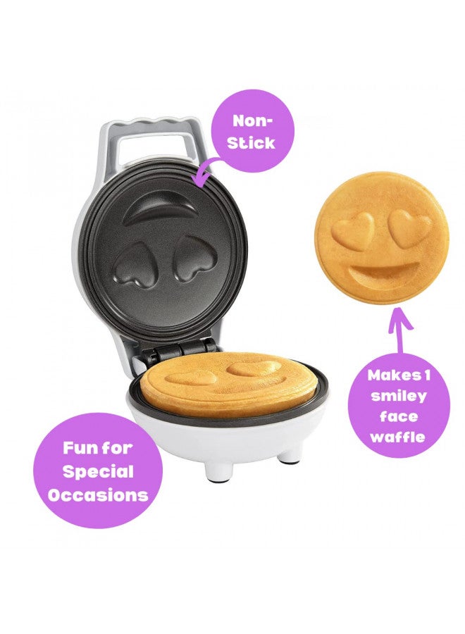 CucinaPro Heart Eyes Emoji Mini Waffle Maker- Make Breakfast Special w Cute Personal-Sized 4" Smiley Face Pancakes- Electric NonStick Baker Iron, Loving Treat for Her or Kids- Christmas Gift Stocking Stuffer  - Image 3