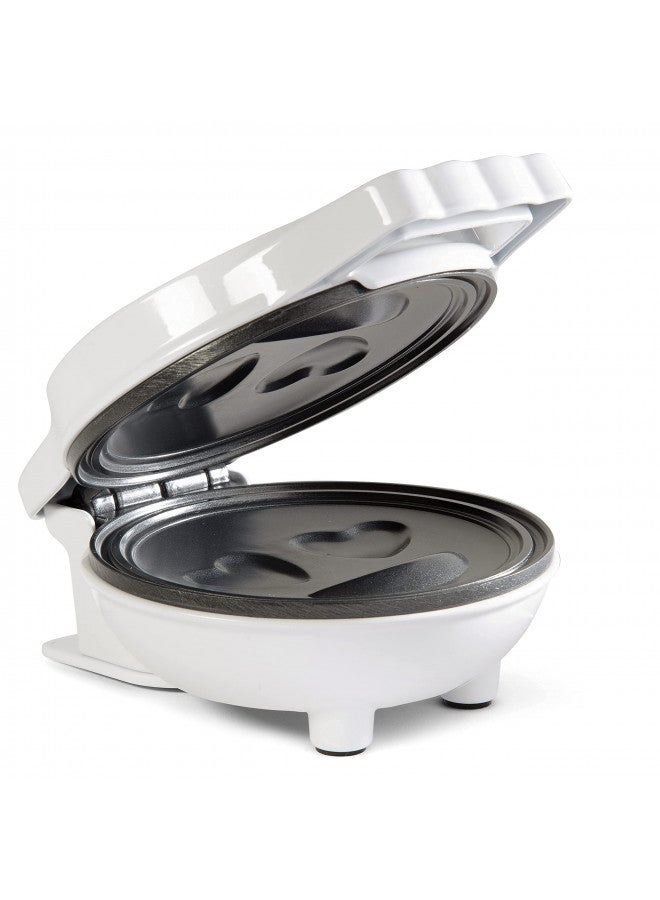 CucinaPro Heart Eyes Emoji Mini Waffle Maker- Make Breakfast Special w Cute Personal-Sized 4" Smiley Face Pancakes- Electric NonStick Baker Iron, Loving Treat for Her or Kids- Christmas Gift Stocking Stuffer  - Image 4