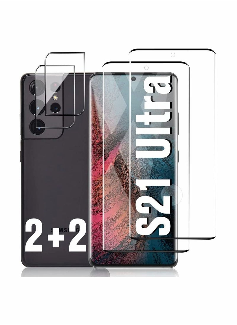 SYOSI - Galaxy S21 Ultra Screen Protector with Camera Protector, 9H Tempered Glass Scratch Resistant Ultrasonic Fingerprint Support, 3D HD Curved for Samsung Galaxy S21 Ultra 6.8" Screen Protector - Image 1