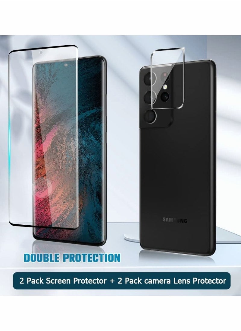 SYOSI - Galaxy S21 Ultra Screen Protector with Camera Protector, 9H Tempered Glass Scratch Resistant Ultrasonic Fingerprint Support, 3D HD Curved for Samsung Galaxy S21 Ultra 6.8" Screen Protector - Image 1