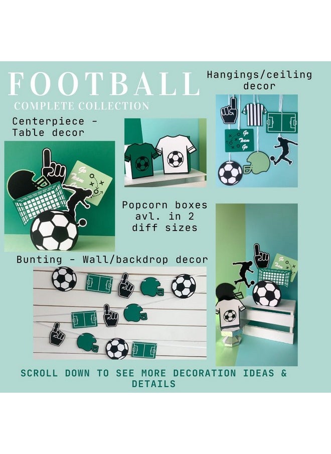 Pinfliers Pinfliers Soccer/Ball/Sports/Football Theme Birthday Decoration,Paper Big Popcorn Boxes for Party/Birthday Table Decorative Items for Boys, A Set of 10 Big Popcorn Box/Tub, Green  - Image 2