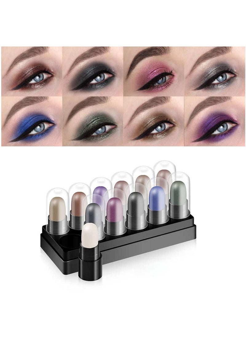 BINGBRUSH - BINGBRUSH 12 Colors Glitter Gradient Eyeshadow Eye shadow Stick Pen Makeup Set, DNM Waterproof Shimmer Pink Eyeshadow Sticks Smoky Makeup Cosmetic (Bright color) - Image 1