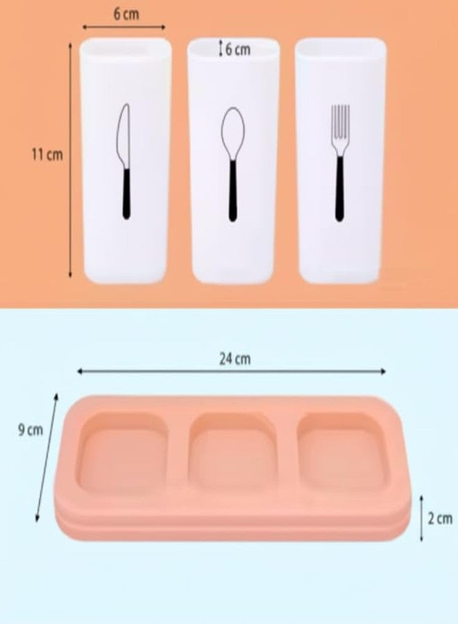 ADson™ 3-Compartment Cutlery Holder with Tray, White Plastic Organiser - Image 3