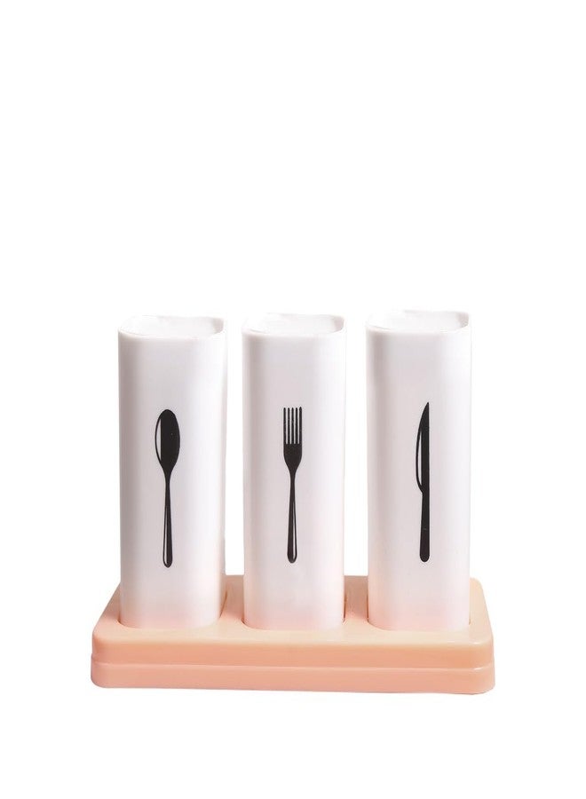 ADson™ 3-Compartment Cutlery Holder with Tray, White Plastic Organiser - Image 1