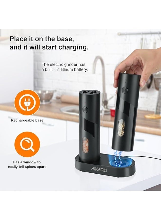 Electric Salt and Pepper Mill Automatic Spice Grinder, Rechargeable (Set) - Image 4