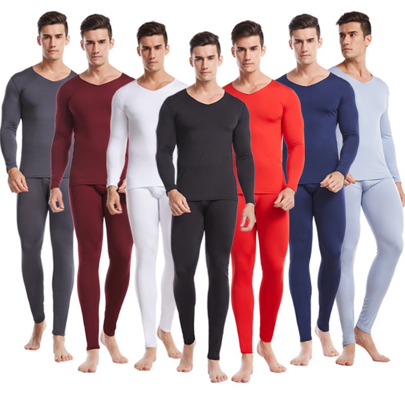 NanRenShuai/Nanren Handsome Mens Warm Suit Slim Fit Autumn Clothes and Pants Youth Fleece Thin Gray  - Image 2