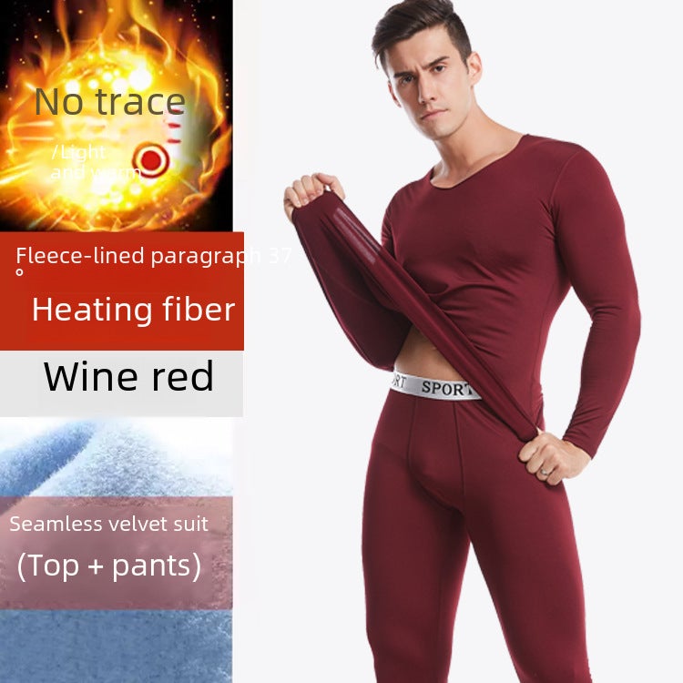 NanRenShuai/Nanren Handsome Mens Warm Suit Slim Fit Autumn Clothes and Pants Youth Fleece Thin Gray  - Image 4