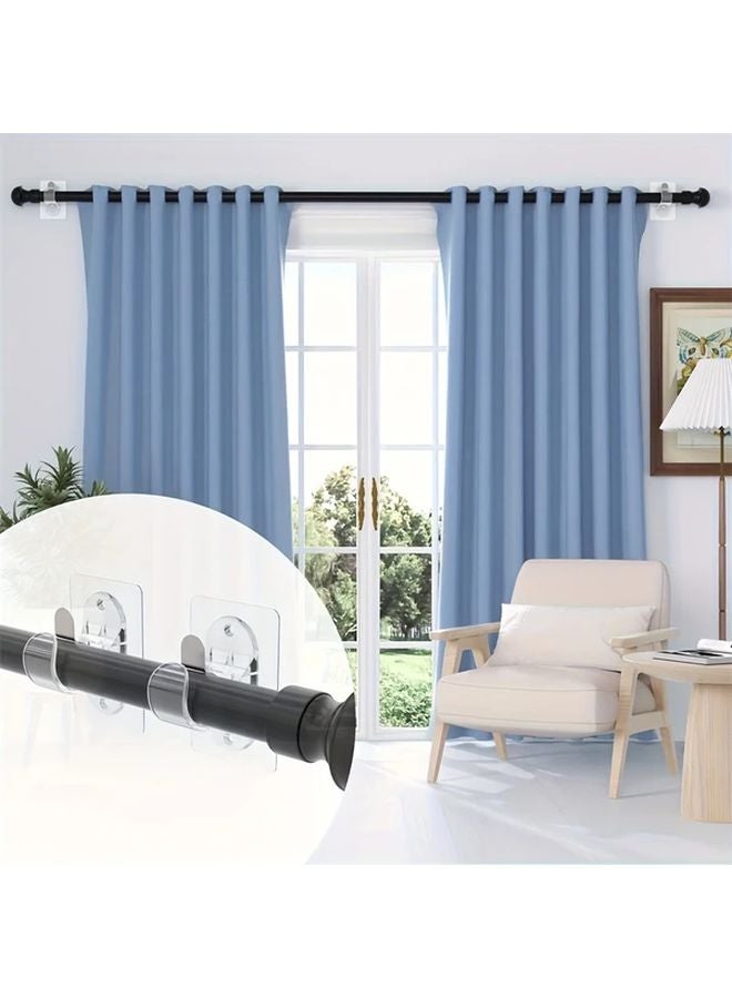 2pcs Heavy Duty Self Adhesive Curtain Rod Brackets No Drill No Nail Transparent Plastic Hooks - Image 2
