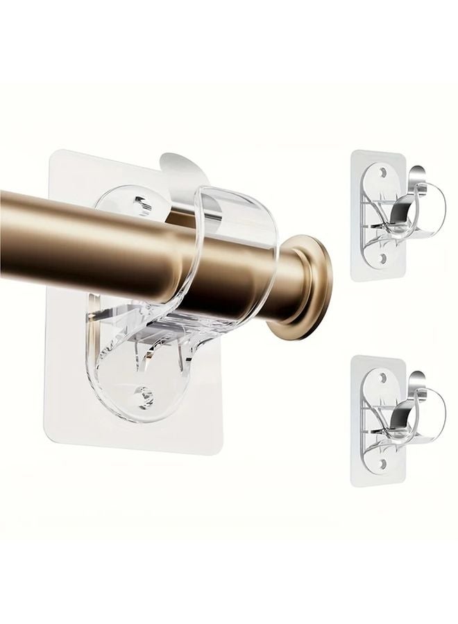 2pcs Heavy Duty Self Adhesive Curtain Rod Brackets No Drill No Nail Transparent Plastic Hooks - Image 1