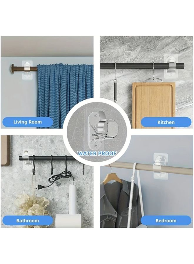 2pcs Heavy Duty Self Adhesive Curtain Rod Brackets No Drill No Nail Transparent Plastic Hooks - Image 5