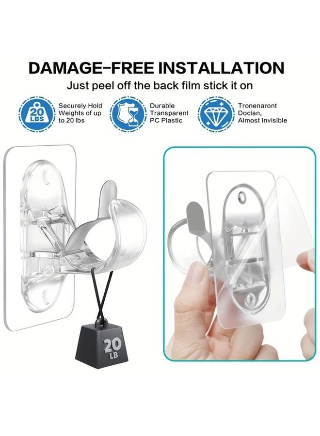 2pcs Heavy Duty Self Adhesive Curtain Rod Brackets No Drill No Nail Transparent Plastic Hooks - Image 4