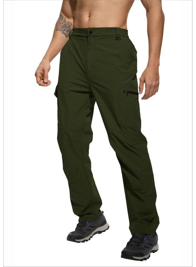 LINLANG EN Men's Lightweight Hiking Cargo Pants Waterproof Quick Dry Travel Climbing Camping Fishing Mens Work Pants Outdoor, Dark Army Green, 36 - Image 2