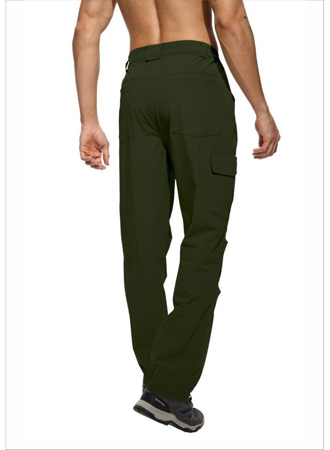 LINLANG EN Men's Lightweight Hiking Cargo Pants Waterproof Quick Dry Travel Climbing Camping Fishing Mens Work Pants Outdoor, Dark Army Green, 36 - Image 3