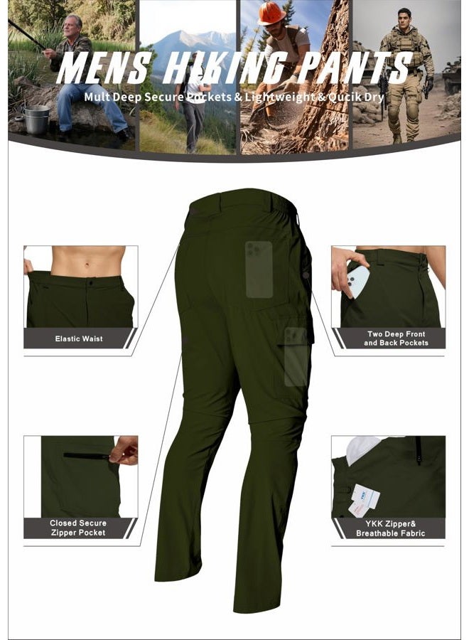 LINLANG EN Men's Lightweight Hiking Cargo Pants Waterproof Quick Dry Travel Climbing Camping Fishing Mens Work Pants Outdoor, Dark Army Green, 36 - Image 4