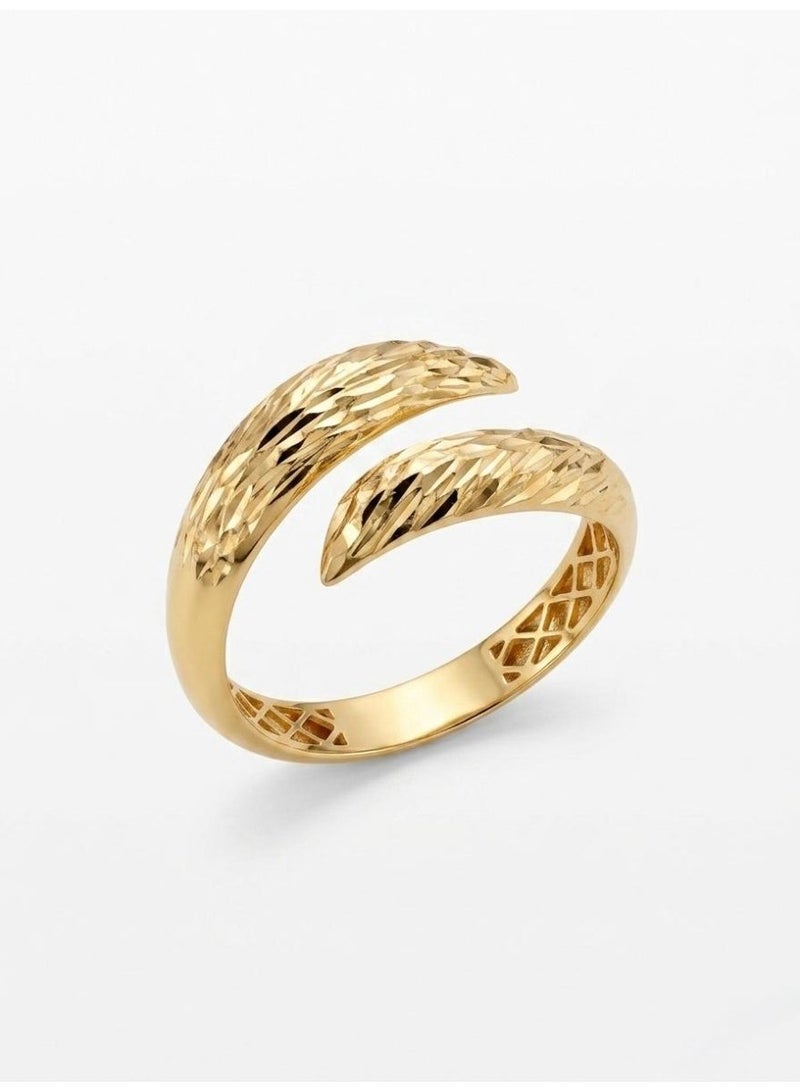 The Intermix Gems 18 Karat 750 Yellow Gold, Textured Bypass Ring - Image 1