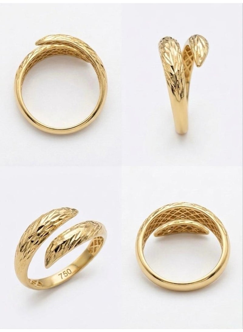 The Intermix Gems 18 Karat 750 Yellow Gold, Textured Bypass Ring - Image 3