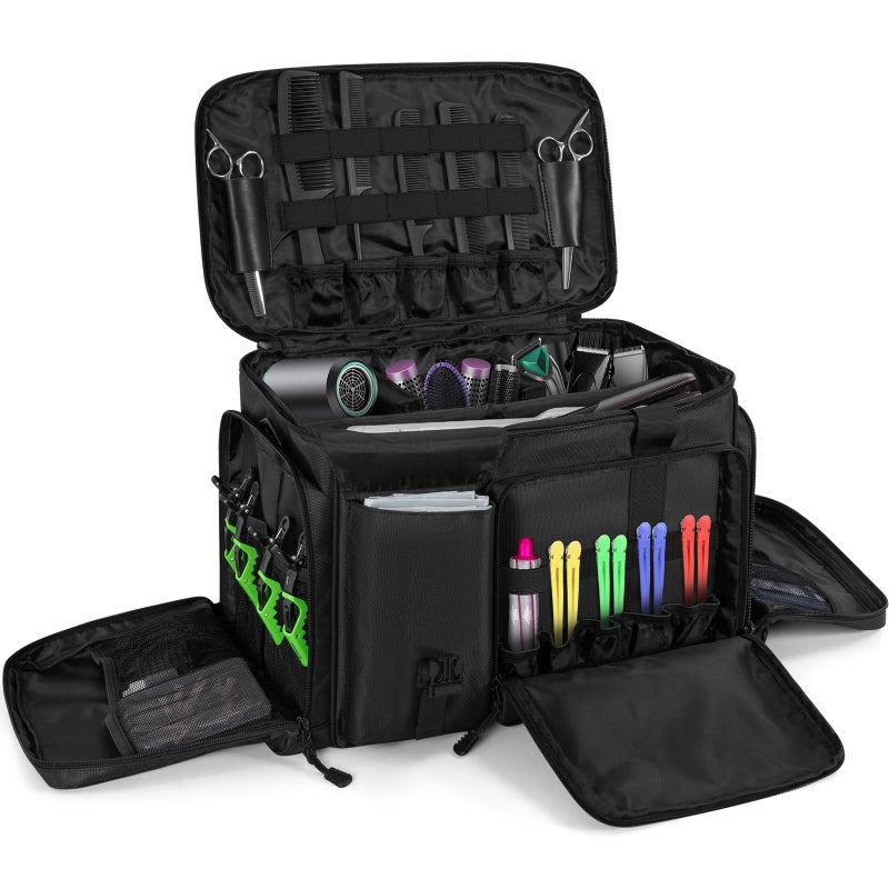 LASUK Barber Hairdresser Bag Supplies Bag with Adjustable Dividers, Barber Tools Storage Hair Clipper Case Organizer for Scissors Clippers Trimmers & Haircut Kits, Barber Travel Case - Image 1