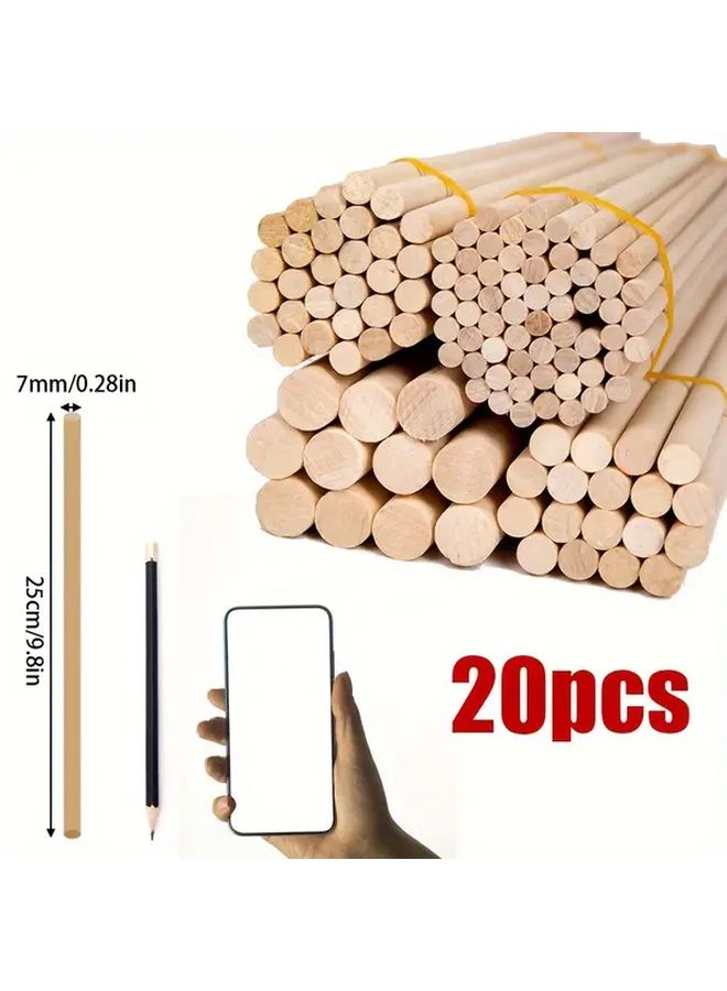 أسياخ دائرية خشبية 15x350 مم 5 قطع لأعمال الحرف اليدوية ونماذج DIY وديكورات الكريسماس - Image 5