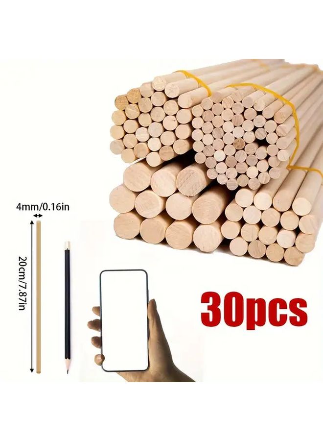 أسياخ دائرية خشبية 15x350 مم 5 قطع لأعمال الحرف اليدوية ونماذج DIY وديكورات الكريسماس - Image 4