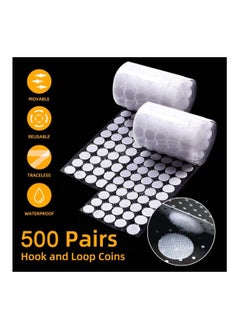 SYOSI 500 Pair Sets Hook and Loop Coin Dots 20mm Self Adhesive Waterproof Double Sided Strong Sticky Back Coins Dots for DIY Crafts Hook and Loop Tapes for Floor Glasses Metals  - Image 3
