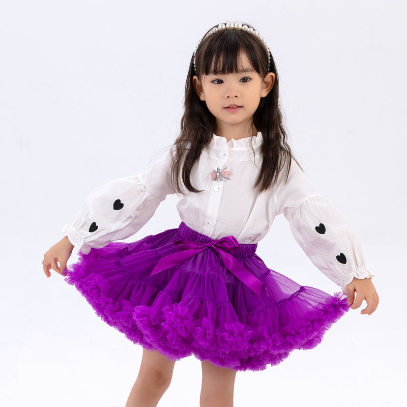 Burgundy Puffy Tutu Princess Skirt Kids Dark purple 