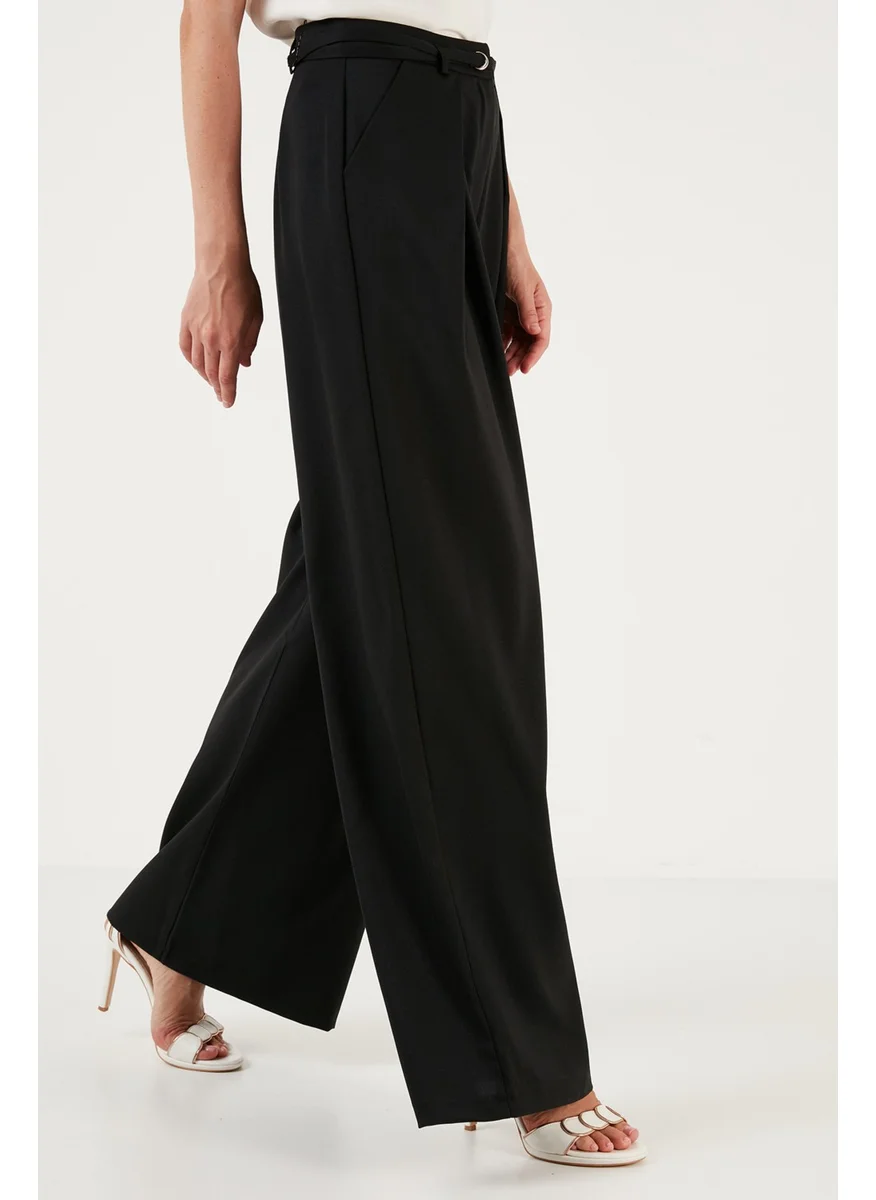 Lela Pleated High Waist Regular Fit Wide Leg Trousers Women's Trousers 611PL033