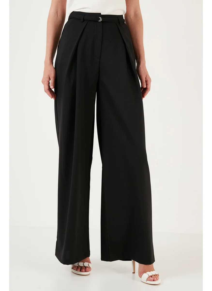 Lela Pleated High Waist Regular Fit Wide Leg Trousers Women's Trousers 611PL033