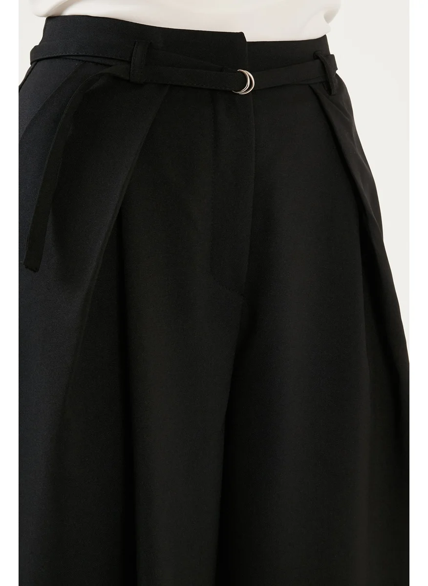 Lela Pleated High Waist Regular Fit Wide Leg Trousers Women's Trousers 611PL033